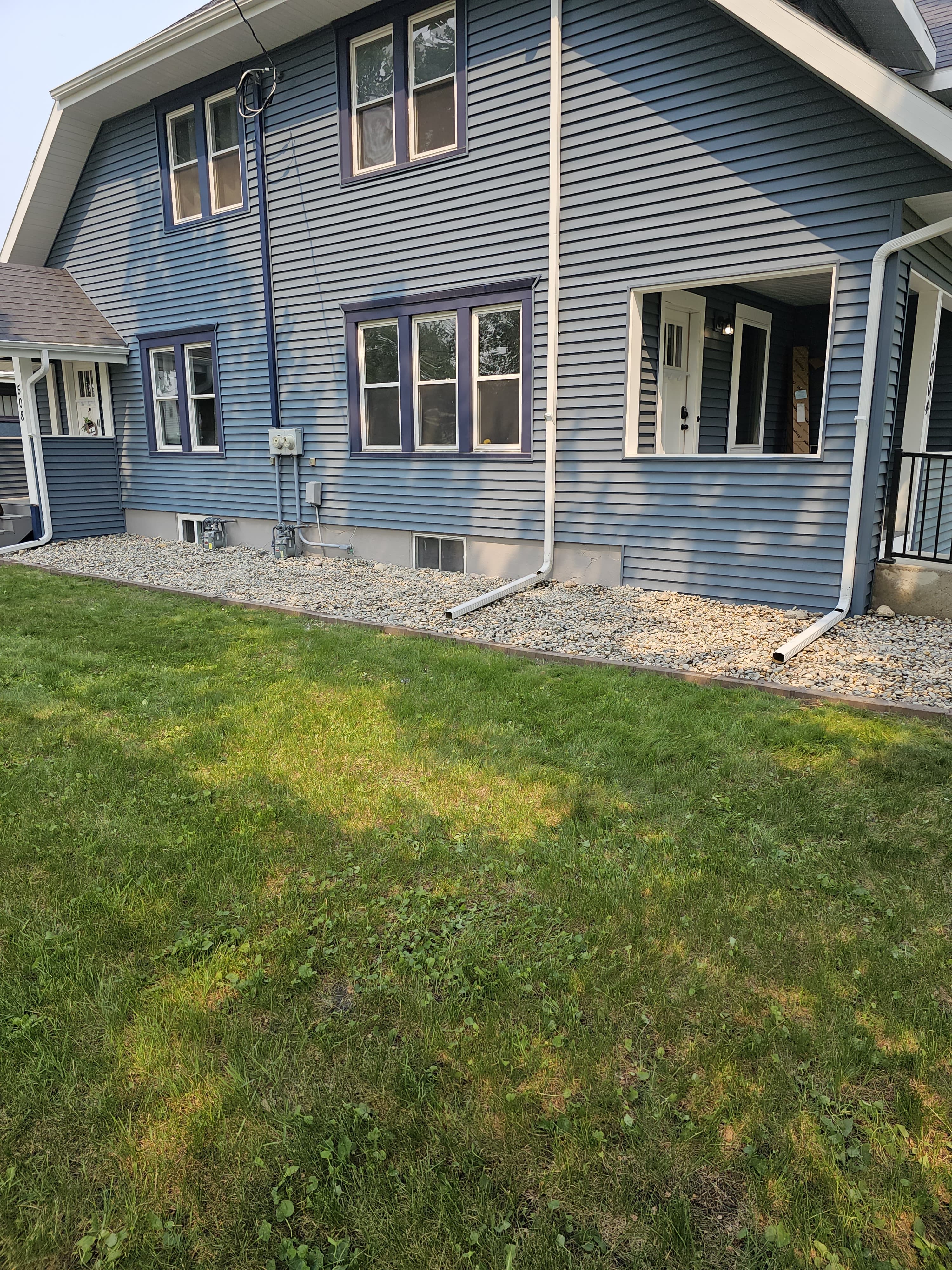 Lawn rock edging installation in Fargo ND